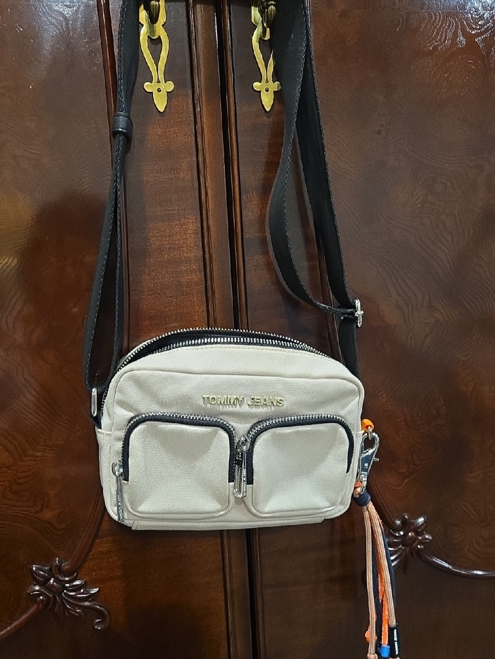 Tommy Hilfiger Beige Crossbody Bag with Tassel